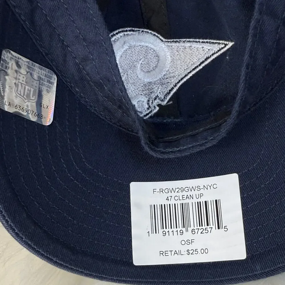 47 Brand Clean Up Rams Embroidered Logo Dark Blue Adjustable Cap